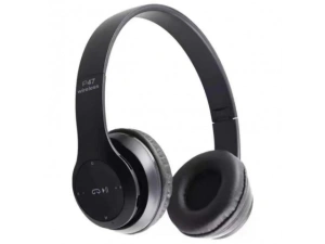 Casti audio, wireless, Bluetooth, lumini LED, radio FM, MP3, negru