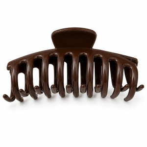 Clama pentru par, maro inchis 10.9 x 4.5 cm, cleste robust din plastic rigid cu dinti curbati, prindere rapida pentru coc si par gros - Img 4