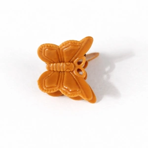 Clema par mini decorativa fluture 1 cm prindere metalica culoare portocaliu pentru coafuri copii si accesorii par