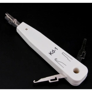 Cleste de sertizat LSA cu cutit KRONE si senzor, pentru conectarea cablurilor 0.35 mm si 0.7 mm, plastic + metal, alb, lungime 18 cm - instrument profesional pentru electricieni si tehnicieni IT - Img 9