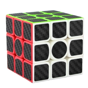 Cub de indemanare 3x3, 5.5 x 5.5 cm, Speed Cube cu stickere aspect fibra de carbon, joc de logica, ABS, multicolor, +6 ani - Img 3
