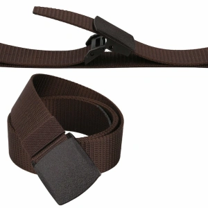 Curea barbati din nylon ajustabila, design fara gauri, catarama din plastic rezistent, 120 cm, maro inchis - rezistenta, confort si eleganta zilnica - Img 3