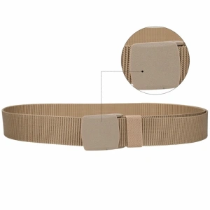 Curea barbati din nylon ajustabila, design fara gauri, catarama din plastic rezistent, 120 cm, bej deschis - stil simplu, confortabil si versatil - Img 5