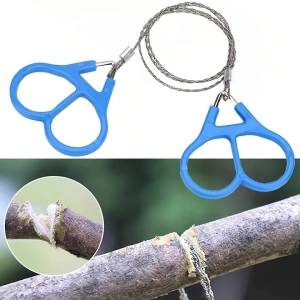 Fierastrau portabil din sarma otel pentru camping si supravietuire, lungime 70 cm, manere ergonomice plastic - Img 3