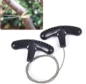 Fierastrau portabil din sarma pentru camping si supravietuire, cablu otel 60 cm, manere ergonomice plastic - Img 3