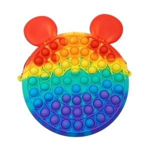 Geanta senzoriala Pop It multicolor, 16 cm, silicon flexibil, antistres, reutilizabila, accesoriu pentru copii, 3 ani+ - Img 1