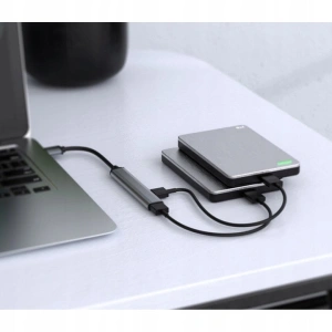 Hub pentru transfer date cu 4 porturi USB 3.0 si 2.0, carcasa din aluminiu, gri, compact, 9 x 1.7 x 0.9 cm - Img 2