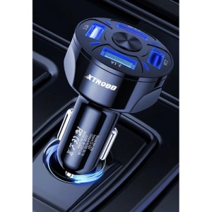 Incarcator auto 12-32V, incarcare rapida, 4x USB + cablu incarcare rapida 3in1 115 cm - Negru - Img 5