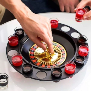 Joc de baut tip ruleta cu shot, 30cm, rosu/negru - Img 3