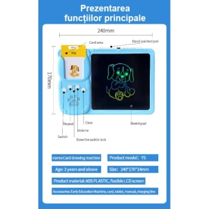 Joc educativ cu tableta de 8.5 inch pentru copii 3-7 ani, invatare engleza, asociere 224 cuvinte cu imagini - Albastru - Img 3