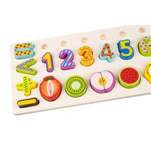 Joc educativ sortator din lemn cu numere si fructe de taiat magnetice pentru copii - Multicolor - Img 8