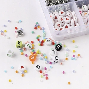 Kit de confectionare bratari, 28 tipuri margele, 10.000 piese, rola cu fir, mini brelocuri, foarfeca, 23x11x2 cm - Multicolor - Img 5