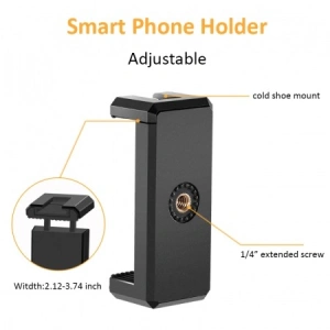 Kit profesional pentru vlogging,trepied,suport telefon,microfon,mini panou LED + telecomanda Bluetooth - Img 4