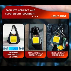 Lanterna breloc multifunctionala 30 LED COB, 500 lm, incarcare Type-C, 3 moduri lumina, baza magnetica, waterproof, negru - Img 3