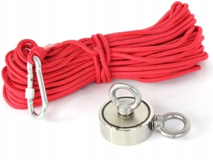 Magnet neodim si franghie, pentru pescuit, diametru 60 mm, lungime franghie 20 m