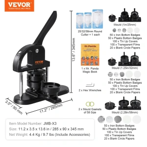 Masina de facut insigne, aparat 3 in 1 pentru insigne de 25, 32, 58 mm, kit 300 piese, ideal pentru proiecte DIY, evenimente si branding personalizat - Img 10