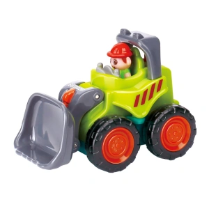 Mini buldozer pentru copii, verde lime cu gri antracit, 6.7 x 5.5 x 4 cm, utilaj de constructie cu lama mobila, roti mobile, ambalaj PVC - Img 2