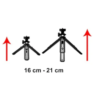 Mini trepied extensibil cu suport de telefon, filet universal 1/4, cap rotativ 360 grade - Img 6
