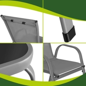 Mobilier de gradina, set 2 scaune, canapea 2 locuri, masa, cadru metalic, blat sticla, rezistent exterior, gri - Img 9