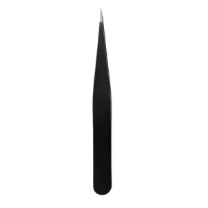 Penseta neagra 9.6 x 1 x 0.4 cm pentru sprancene, varf drept foarte fin si ascutit, otel inoxidabil durabil, pentru prinderea firelor subtiri si pensare precisa - Img 3