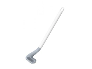Perie pentru curatare toaleta, plastic si silicon, suport pentru agatare pe perete, 40 x 8 x 6 cm, alb/gri - Img 11