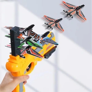 Pistol de jucarie pentru copii,lansator de 4 avioane,pistol portocaliu - Img 3