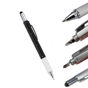 Pix multifunctional 6 in 1, rigla, 2 surubelnite, touchscreen, nivela cu bula, metal, 14.8 cm, negru-argintiu - Img 2