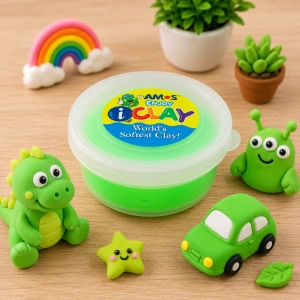 Plastilina elastica pentru modelare, culoare neon intensa, uscare fara crapare, 18 g, verde neon - Img 4