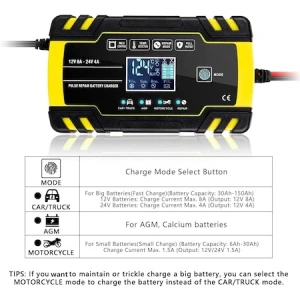 Redresor auto F cu afisare LED pentru baterii 12V-8A, 24V-4A, cabluri incluse - Img 8