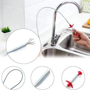 Sarpe pentru desfundat tevi, cu carlig, flexibil, metal/plastic, multifunctional, lungime 60 cm, rosu - Img 9
