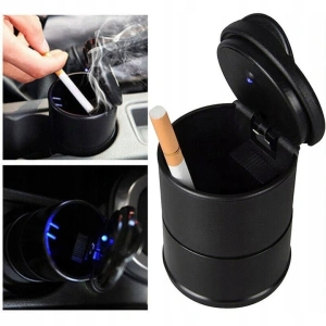Scrumiera auto universala cu LED, 7 x 9 cm, neagra - design elegant, iluminare automata si functionalitate moderna pentru orice masina - Img 8
