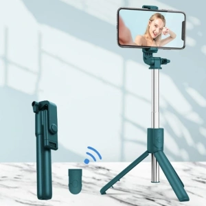 Selfie stick 3 in 1, brat extensibil, trepied, telecomanda bluetooth, rotire 360 grade - Negru - Img 7