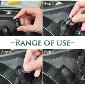 Set 100 clipsuri auto universale pentru fixare, din plastic rezistent, alb/negru, cu cutie compartimentata - Img 2