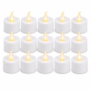 Set 15 lumanari decorative LED albe 3.7 x 3.8 cm, lumina galbena, flacara transparenta, 45 baterii AG4 incluse, decor fara foc pentru casa si evenimente - Img 2