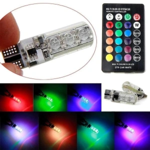 Set 2 becuri auto, LED, T10, RGB, 12V, telecomanda inclusa - Img 2