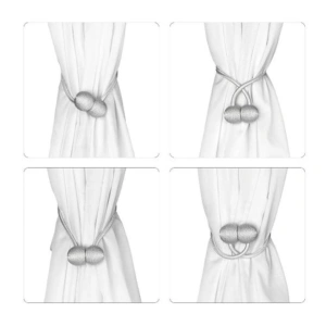Set 2 prinderi magnetice pentru perdele, snur impletit rezistent, 44 cm, portocaliu auriu - Img 4