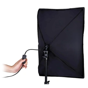 Set 2 softbox-uri profesionale cu lumina continua, 5500K, becuri 30W, trepiede reglabile 95-200 cm, difuzor textil, aluminiu si ABS, negru - Img 5