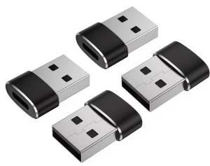 Set 4 adaptoare OTG, negru 22.7 x 14.9 mm, USB-A 2.0 la USB-C, transfer date pana la 480 Mbps si incarcare, carcasa din aluminiu