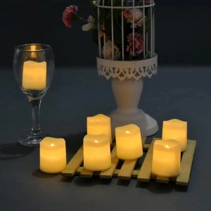 Set 4 lumanari decorative LED ivoire 3.9 x 3.6 cm, lumina galbena tip flacara, 8 baterii LR1130 AG10 incluse, pentru amenajare casa, mese si evenimente - Img 5