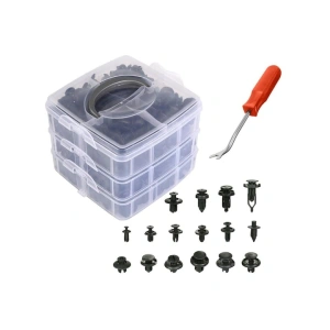 Set 625 clipsuri universale auto, plastic, negre - cu extractor si cutie organizatoare - Img 8