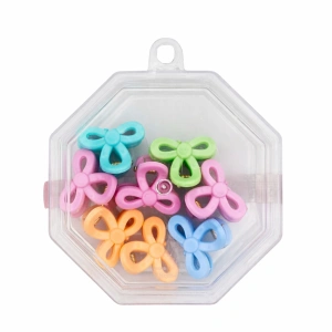Set 8 cleme par fundita 1.5 cm pentru copii, plastic colorat, cutie hexagonala depozitare accesorii par fetite - Img 2