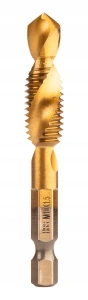 Set burghie cu tarod HSS TiN auriu M3 - M10, 6 buc, HEX 6.35 mm, pentru gaurire, filetare si debavurare in metal, aluminiu, plastic si lemn - Img 10