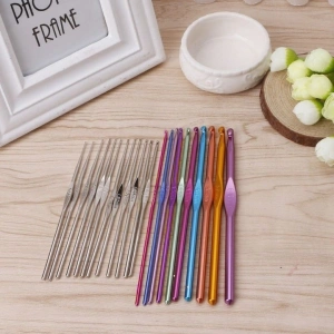 Set de crosetat 100 piese, ace din aluminiu si inox, accesorii complete, husa organizatoare inclusa, ideal pentru incepatori si avansati, multicolor - Img 7