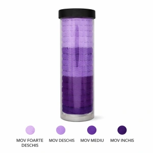 Set elastice par textile 20 piese diametru 4.5 cm nuante mov cu cutie depozitare pentru prindere par copii si adulti - Img 2