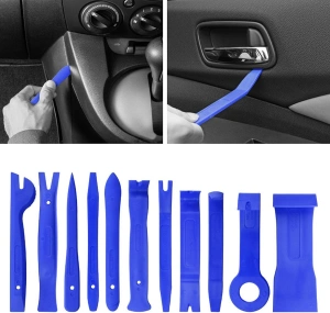 Set profesional 11 chei extractoare pentru demontarea tapiteriei auto si a radioului, material plastic rezistent, 11 piese, culoare albastra - Img 9