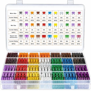 Set sigurante auto 300 buc, 2A-40A, Micro Mini Standard (ATO), organizator cu extractor, sigurante fuzibile pentru autoturisme, camioane, motociclete si rulote