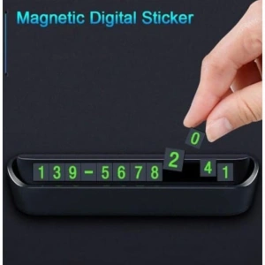 Suport auto numar telefon pentru parcare temporara retractabil magnetic negru 13 x 3.5 x 2.6 cm - Img 4