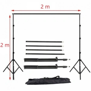 Suport foto studio reglabil 2x3m, clesti inclusi + panza de fundal alb 2x3m - Img 2