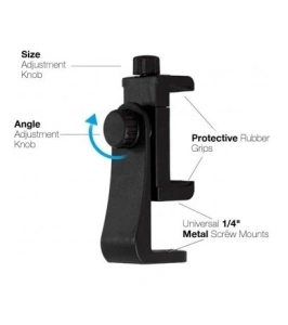 Suport telefon 360° cu menghina,2x filet universal 1/4 pentru prindere pe trepied/monopied - Img 5