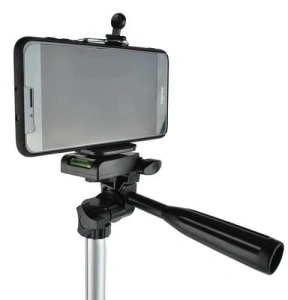 Trepied foto universal 133 cm ,filet 1/4 cu suport de telefon si telecomanda bluetooth - Gri - Img 4